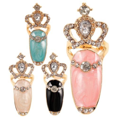 Ipetboom 4 Stück Teiliges Damen Fingernagel Ring mit Funkelnden Zirkonia Tiara Verstellbare Alloy Nagelringe in Weiß Blau Schwarz für Elegante DIY Nageldesigns bei Partys und Feiern Ipetboom 4 Stück Teiliges Damen Fingernagel Ring mit Funkelnden Zirkonia Tiara Verstellbare Alloy Nagelringe in Weiß Blau Schwarz für Elegante DIY Nageldesigns bei Partys und Feiern von Ipetboom
