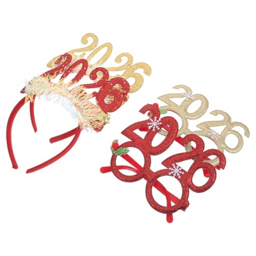 Ipetboom 4 Stück Teiliges Glitzerneuer Kopfband mit Festtagsbrille Funktionsstarkes Haaraccessoire für Silvesterfeiern Leichtes Design für Stil und von Ipetboom