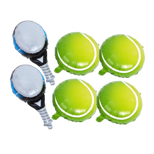 Ipetboom 4 Stück Teiliges Tennis Party Luftballon Dunkelgrüne Tennisbälle Blaue Tennisracket Folienballons Aluminiumfolie zum Aufhängen Sport Geburtstag Dekoration Tennis Garland von Ipetboom