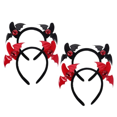 Ipetboom 4 Stück Teiliges Teufelshorn Haarreif Halloween Haarband mit Ziegenhörnern Wiederverwendbar für Damen Cosplay Party Kostüm Zubehör und Festival Dekoration von Ipetboom