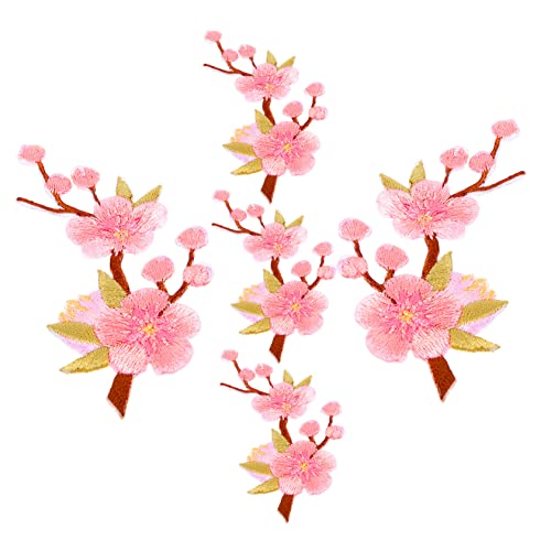 Ipetboom 5 Stück Blumen Patches Pflaumenblüte Bügel Patches Applikationen für Kleidung Dekoration und Diy Projekte von Ipetboom