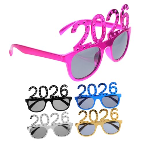 Ipetboom 5 Stück Glitzernde Neujahrsbrille aus Kunststoff für Festliche Anlässe Bunte Eyewear für Neujahr Geburtstagsfeiern und Foto Requisiten von Ipetboom