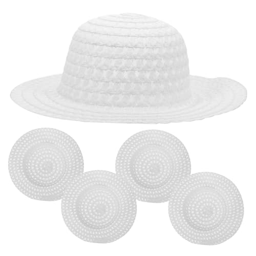 Ipetboom 5 Stück Strohhüte zum Bemalen DIY Bastelset für Mädchen und Jungen Weiße Kopfbedeckung Sommer Leerer Sonnenhut für Kinderpartys und Kreative Malaktivitäten von Ipetboom