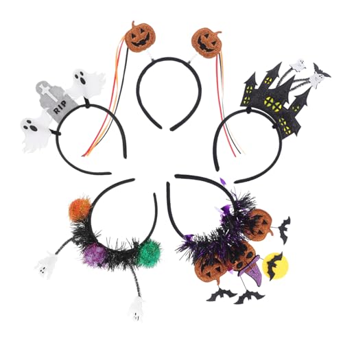 Ipetboom 5 Stück Teiliges Halloween Haarreif Set mit Kreativen Katzenohren Kürbis Geist Designs Verstellbar für Damen Mädchen Langlebige Bunte Party und Cosplay Accessoires für von Ipetboom