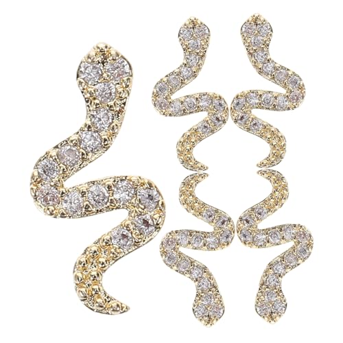 Ipetboom 5 Stück Teiliges Schlangen Nail Art aus Langlebiger Metalllegierung mit Funkelnden Strasssteinen Einfache Anwendung für Auffällige Nagelkunst Goldenes Design für Frauen und Ipetboom 5 Stück Teiliges Schlangen Nail Art aus Langlebiger Metalllegierung mit Funkelnden Strasssteinen Einfache Anwendung für Auffällige Nagelkunst Goldenes Design für Frauen und von Ipetboom