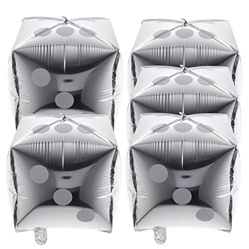 Ipetboom 5 Stück Teiliges Würfel Folienballons Silber Aluminiumfolie Würfel Luftballons für Party Geburtstag Feier und Gruppenveranstaltungen Stabile Leicht Aufzuhängende Party Deko von Ipetboom