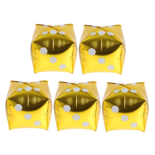Ipetboom 5 Stück Würfel Folienballons Gold Aluminiumwürfel Luftballons Partydeko Spielcasino Motto Geburtstag Feier Zubehör von Ipetboom