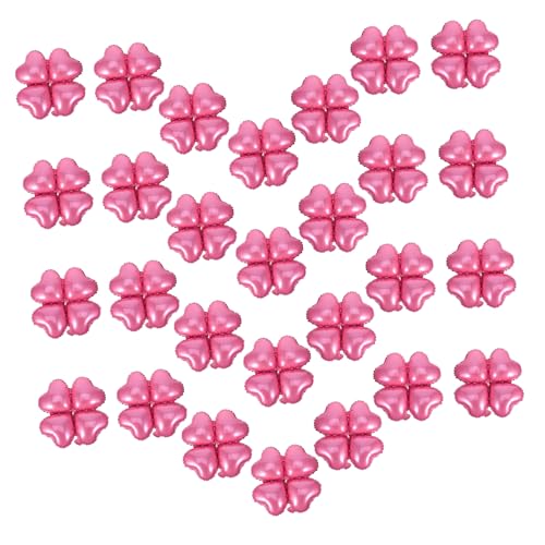 Ipetboom 50 Stück Herzförmige Aluminiumfolie Luftballons mit Vierblättrigem Kleeblatt und Zartem Rosa Wiederverwendbare Partydekoration für Geburtstage Hochzeiten und Romantische Feiern von Ipetboom