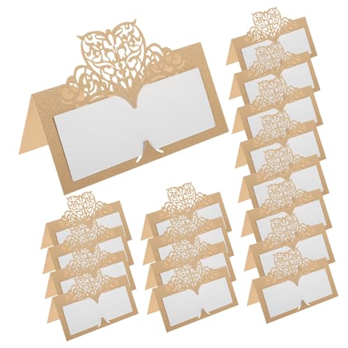 Ipetboom 50 Stück Vintage Platzkarten Herzform Kreative Papier Namenskarten für Hochzeiten Partys und Feiern Beige Tischdekoration für Besondere Anlässe von Ipetboom