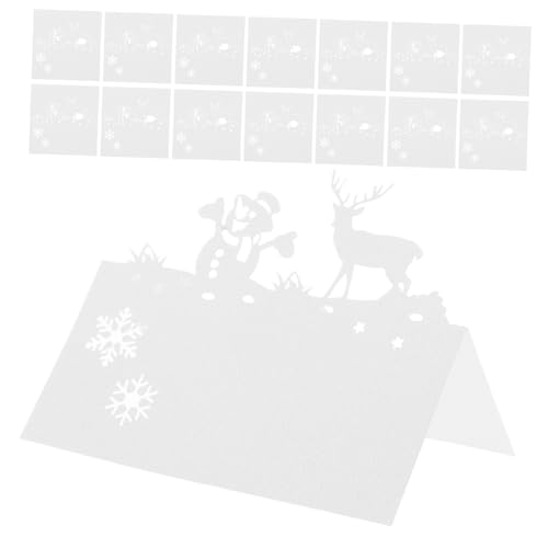 Ipetboom 50 Stück Weihnachtsplatzkarten mit Reindeer und Schneemann Design Tischdekoration für Festliche Anlässe Vielseitige Verwendung als Sitzkarten für Partys und Abendessen von Ipetboom