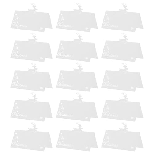 Ipetboom 50 Stück Weihnachtstischkarten mit hohlem Rentiermotiv, Papier, Namenskarten für Hochzeit, Abendessen, Urlaub, Party, Tee, Event, Gästenamen, Tischdekoration von Ipetboom