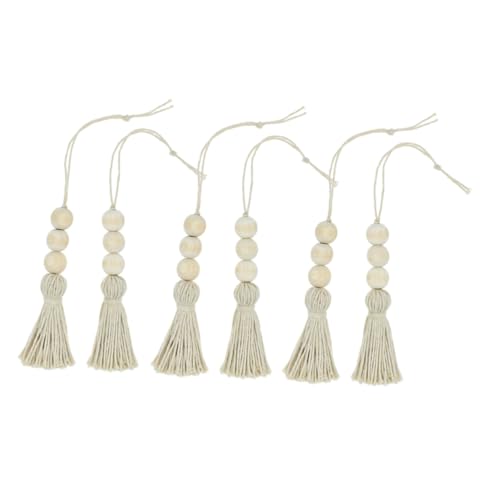 Ipetboom 6 Stück Teiliges Baumwoll Tassel Holzperlen Deko für Schranktüren Natürliche Schnur für Stilvolle Inneneinrichtung und Kreative DIY Projekte von Ipetboom