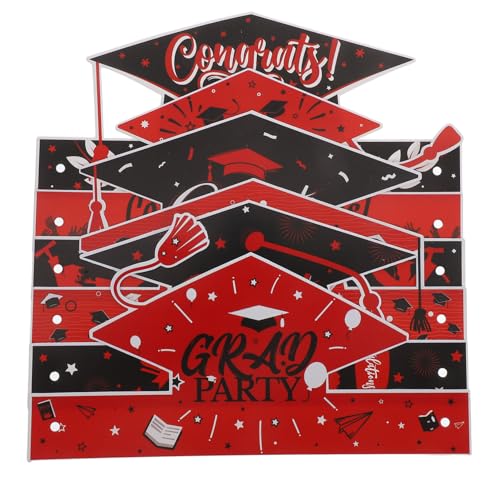 Ipetboom 6 Stück Teiliges Papier Abschlusshut Kreative DIY Designs Leichte und Bequeme Partyhüte in Schwarz Rot für Kindergarten und Abschlussfeiern Lebendige Farben für Fotorequisiten von Ipetboom