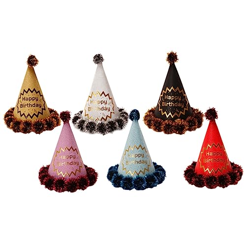 Ipetboom 6 Stück Teiliges Papier Geburtstagshüte mit Ball Design Goldglänzende Dreieckshüte Leichte Partyhüte für Erwachsene Festliche Kopfbedeckung für Geburtstagsfeiern und Kostüme von Ipetboom