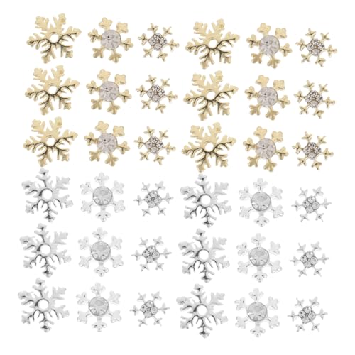 Ipetboom 60 Stck Teiliges Schneeflocken Nagelschmuck Dekorative Nagel Charms in Gold und Silber Leichte Nail Art Verzierungen für DIY Nageldesigns zu Weihnachten Glamouröse von Ipetboom