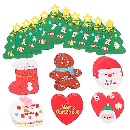 Ipetboom 70Stücke Cartoon Weihnachtsbaumhänge Tags Geschenkanhänger Für Weihnachtsfeiern Weihnachtsbaum Weihnachtsmann Lebkuchenmann Für Dekoration von Ipetboom