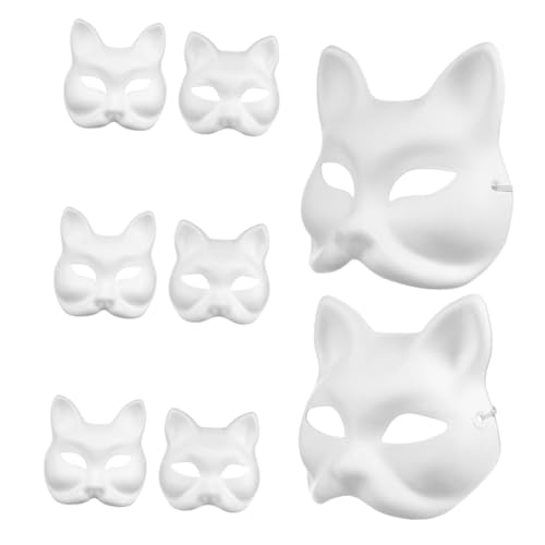 Ipetboom 8 Stück Malen Sie Ihre Eigene Maske Aus Blanko Zum Ausmalen Fuchs Und Katzenmaske DIY Unbemaltes Papier Bastelzubehör Für Halloween Party Dekorationen von Ipetboom