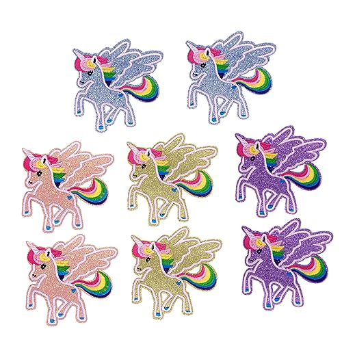 Ipetboom 8 Stück Stickerei Aufnäher Einhorn Aufnäher Applikationen Nähflicken Stoffaufkleber Entzückende Stickerei Aufnäher von Ipetboom