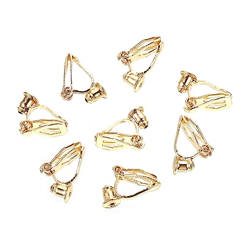 Ipetboom 8Stücke DIY Ohrring Basis Clips Clip Ohrringe von Ohrsteckern Ohrclips Hochwertige Schmuckherstellung Zubehör für Damen Vergoldet von Ipetboom
