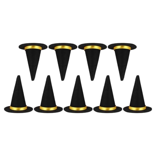 Ipetboom 9 Stück Mini Filz Hexenhüte Schwarze Halloween Weinflaschen Topper für Diy Bastelarbeiten und Partys Vielseitige Tischdekorationen für Halloween Feiern und von Ipetboom