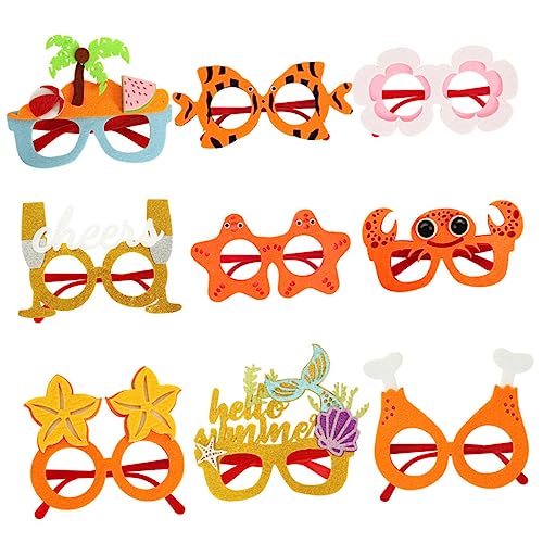 Ipetboom 9 Stück Plastikgläser Strand tropisch deko Hawaiische lustige Brille Fotokabine Requisiten Brillen Erwachsene Partybrille Filzstoff von Ipetboom