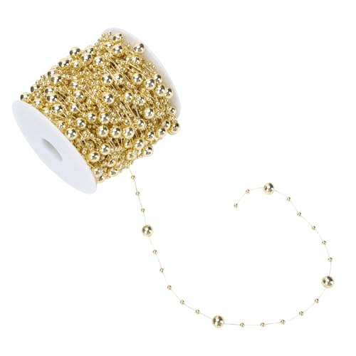 Ipetboom Abs Kunststoff Perlenkette Goldfarbene Weihnachtsbaum Deko Perlengirlande DIY Schmuck für Xmas Baum Fenster Wände Vielseitige Festtagsdekoration von Ipetboom