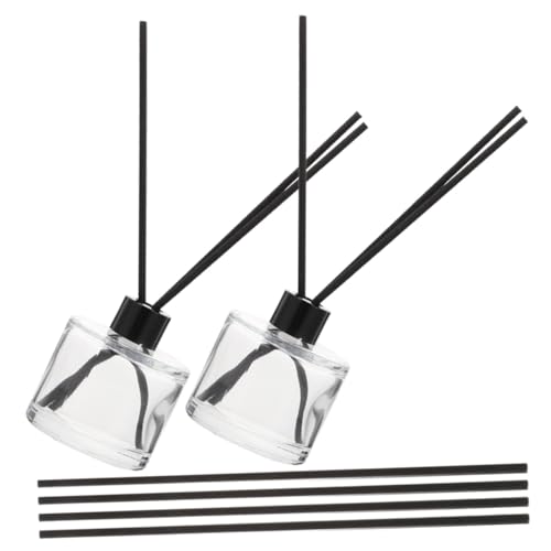 Ipetboom Aromatherapie Duftöl Flakon Quadratische Transparente Glasflaschen mit Schwarzen Diffuser Stäbchen Nachfüllbar für Raumduft Zuhause Büro Spa Praktische Aromadiffusor Behälter von Ipetboom