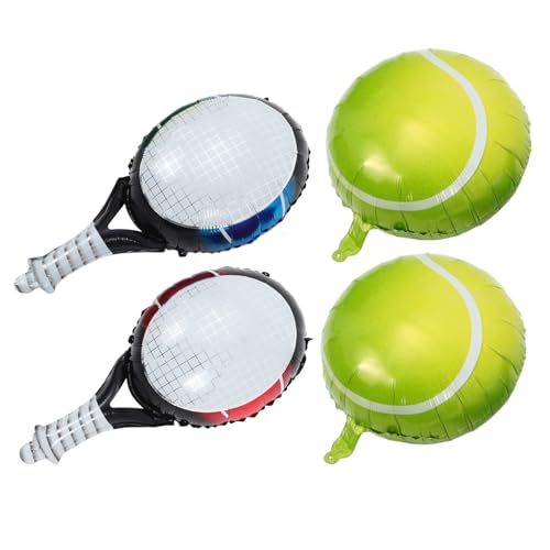 Ipetboom Aufblasbare Tennisballon deko Set aus Aluminiumfolie mit Tennisball und Tennisschläger in Blau und Rot Luftdichte Partydekoration für Sportliche Geburtstagsfeiern und Bachelorette von Ipetboom