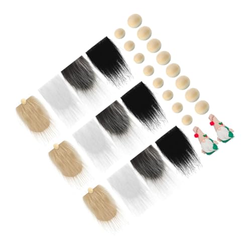 Ipetboom DIY Wichtelbart mit Kunstfellbärten in Hellgrau Khaki Dunkelgrau und Abgerundeten Holzperlen Flauschiger Zwergbart Bastelset für Weihnachtsdeko GNOME Accessoires Vielseitig von Ipetboom