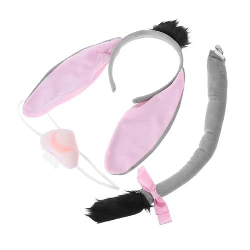 Ipetboom Eselkostüm mit Ohren Stirnband Nase und Verstellbar für Geburtstag Karneval und Cosplay Niedliches Tierkostüm für Mädchen und Jungen Kreatives Rollenspiel Zubehör von Ipetboom