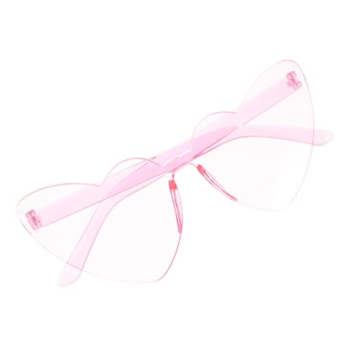 Ipetboom Frameless Herz Sonnenbrille für Partys Stilvolle Randlose Damenbrille Candy Farben Lichtrosa Perfektes Kostümzubehör für Festivals Valentinstag und Besondere Anlässe von Ipetboom