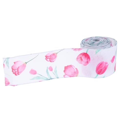 Ipetboom Frühlingsband Vintage Blumenband Valentinstagsband Bauernhausband Frühlingsblumenband Frühlingskranzband Geschenkband Blumenstraußband Weißes Polyester von Ipetboom