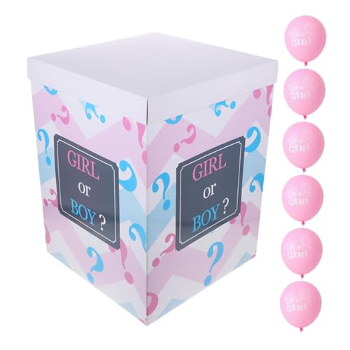 Ipetboom Gender Reveal Balloon Box Set Transparent mit Rosa Ballons Einfache Montage Stabile Qualität für Babyparty Geschlechtsverkündung Jungen Mädchen Dekoration Party Deko Boxen von Ipetboom