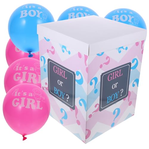 Ipetboom Gender Reveal Box mit Bunten Ballons Stabile Shower Deko mit Rosa Blauen Ballons Dekorative Geschenkbox für Jungen oder Mädchen Enthüllungsparty von Ipetboom