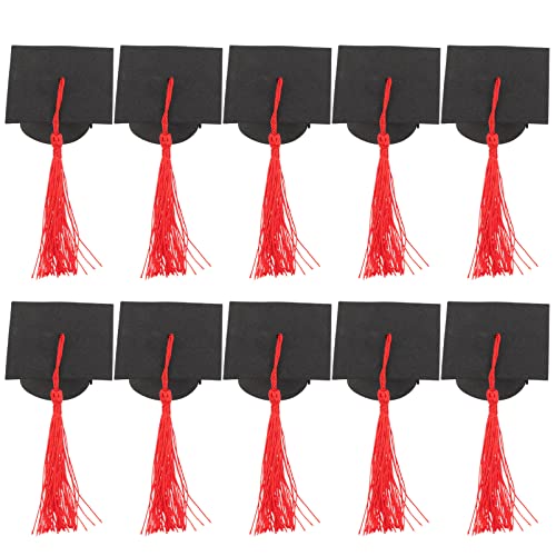 Ipetboom Graduation Cap Cake Toppers, 10pcs Mini Grad Hat Decorations with Red Tassels, 2.16x2.16x1.18in, Paper and Polyester Graduation Party Supplies Ipetboom Graduation Cap Cake Toppers, 10pcs Mini Grad Hat Decorations with Red Tassels, 2.16x2.16x1.18in, Paper and Polyester Graduation Party Supplies von Ipetboom
