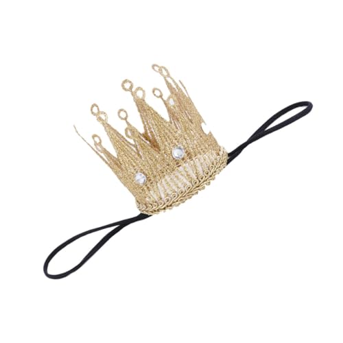 Ipetboom Haarband für Junge Mädchen Elastisches Tiara Stirnband mit Goldener Strassverzierung Geburtstagskrone und Party Haarband für Babyfotografie Taufen und Babypartys von Ipetboom