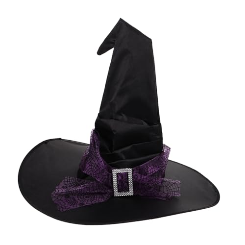 Ipetboom Halloween Hexenhut Damen Großes Gerafftes Hexenhut mit Spinnennetz-Mesh Leichter für Party Cosplay Halloween-kostüm Wiederverwendbar und Langanhaltbar von Ipetboom