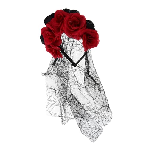 Ipetboom Halloween Stirnband Mit Schleier Kopfbedeckung Für Halloween Cosplay Karneval Kreatives Design Mit Zarten Blumendekoren Langlebig Perfektes von Ipetboom