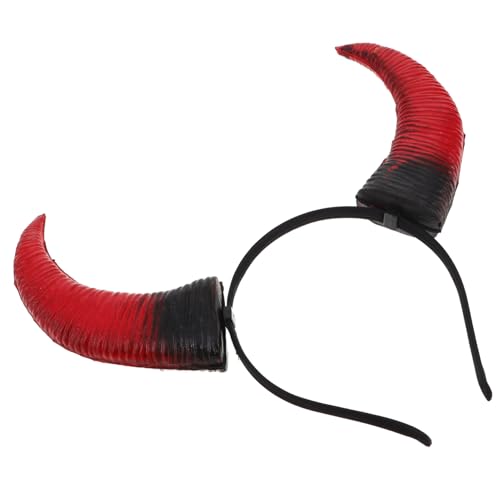 Ipetboom Halloween Teufelshörner Haarreif Rot Schwarz Realistische Hörner Cosplay Stirnband Bequemes Partyaccessoire für Teufelskostüm Vielseitiges Halloween und Headpiece von Ipetboom