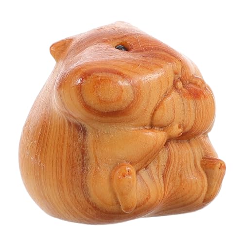 Ipetboom Handgefertigte Holz Hamster Figurine Handgeschnitzt Natürliche Holzskulptur Nachhaltige Miniatur Dekoration für Büro Schreibtisch Regal von Ipetboom