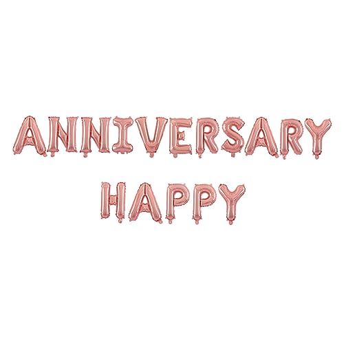 Ipetboom Happy Anniversary Aluminium Folienballons Set für Hochzeitsfeiern Roségold Dekorative Luftballons für Jubiläen Partys und Besondere Anlässe von Ipetboom