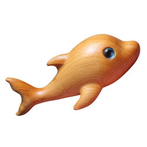 Ipetboom Holz Delphin Figur Handgeschnitzt Holzfigur Desktop Deko Leicht Tragbar Kreatives Wohnaccessoire für Büro und Zuhause von Ipetboom