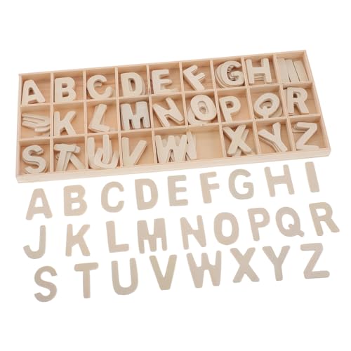Ipetboom Holzbuchstaben Set mit Aufbewahrungsfach Unvollendete Holzbuchstaben für DIY Basteln Lernspielzeug zur Alphabetbeherrschung Multifunktionales Aufbewahrungsbrett Natürliche von Ipetboom