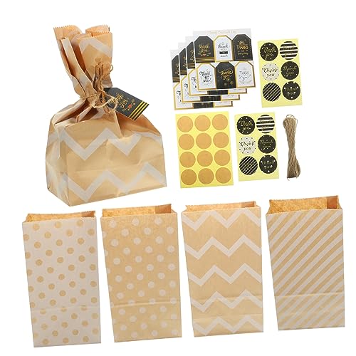 Ipetboom Kraftpapier Geschenktüten Vintage Candy Bags mit Aufkleber und DIY Tags für Snacks Süßigkeiten und Kekse für Feste und Partys von Ipetboom