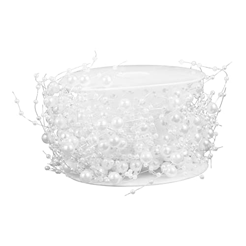 Ipetboom Künstliche Perlenschnur Perlenkette zum Basteln Schwimmende Dekoration für Vase Hochzeit Party DIY Schmuck Flexible Weiß Künstliche Perlen für Schwimmende Kerzen von Ipetboom