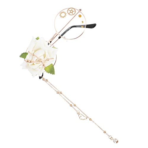 Ipetboom Lolita Einzelglas mit Metallrahmen Kette Retro Steampunk Brille mit Stoffrose Vielseitig Einsetzbar für Cosplay Partys Modisches Accessoire für Damen Herren Ipetboom Lolita Einzelglas mit Metallrahmen Kette Retro Steampunk Brille mit Stoffrose Vielseitig Einsetzbar für Cosplay Partys Modisches Accessoire für Damen Herren von Ipetboom