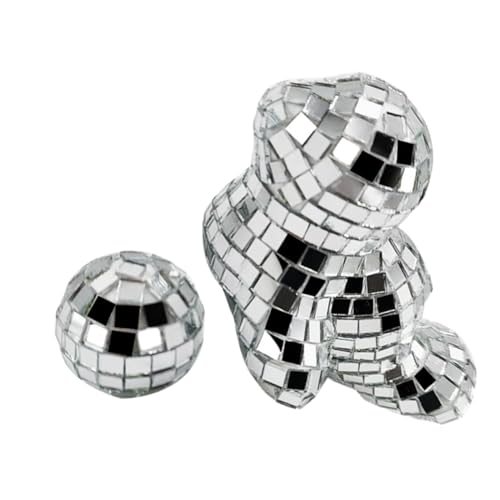 Ipetboom Mini Disco Ball Dekofigur mit Silberner Spiegeloberfläche Niedliche Kleine Figur für Wohnzimmer Schlafzimmer und Büro Vielseitige Tischdekoration mit Lichtreflexionen von Ipetboom