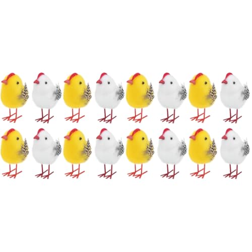 Ipetboom Osterküken Dekorationen: 16Pcs Mini Hühnerfigur Simulation Hühnermodelle Partyzubehör Küken Bevorzugt Hühnchen Ostern Baby Chick Toy Schmuckfeier -Party Requisiten Weiß Und Gelb von Ipetboom