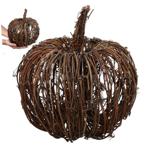 Ipetboom Rattan Kürbis Dekoration Halloween Ornament Leichtes Festival Adornment für Party Herbst Tischdeko Kreatives Handwerk von Ipetboom