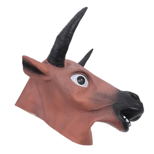 Ipetboom Realistische Kuhkopf Maske Halloween Kostüm Tierkopfmaske Party Zubehör Leichte Gruselige Verkleidung für Erwachsene Karneval Fasching von Ipetboom